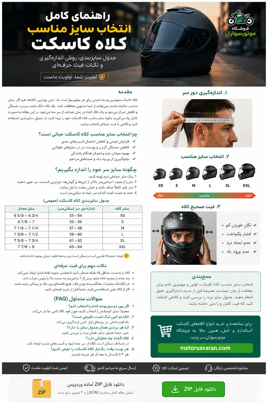 راهنمای انتخاب سایز کلاه کاسکت
