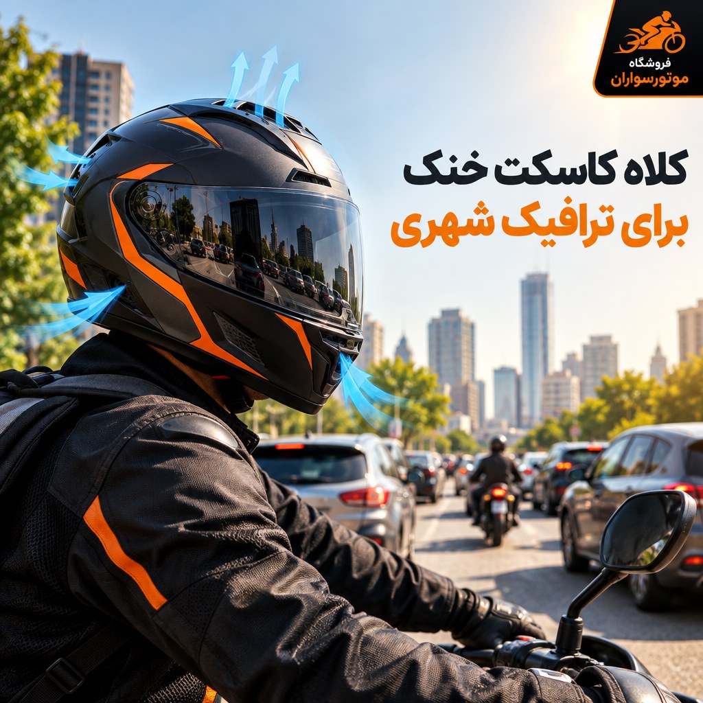 کلاه کاسکت خنک برای ترافیک شهری با تهویه مناسب در هوای گرم