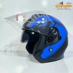 کلاه کاسکت مشکی آبی DA1 بدون فک با طلق شفاف - جزئیات طراحی