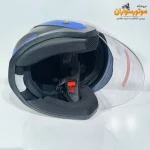 کلاه کاسکت مشکی آبی DA1 بدون فک با طلق شفاف - جزئیات ظاهری