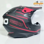 کلاه کاسکت کراسی تکنو TEKNO قرمز مشکی مات - نمای روبه‌رو