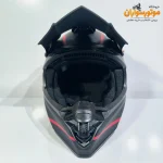 کلاه کاسکت کراسی تکنو TEKNO قرمز مشکی مات - نمای نزدیک