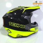 کلاه کاسکت کراسی TEKNO تکنو مشکی فسفری - نمای روبه‌رو