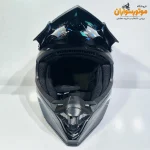 کلاه کاسکت کراسی طرح‌دار مشکی آبی تکنو TEKNO - نمای نزدیک