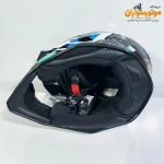 کلاه کاسکت کراسی طرح‌دار مشکی آبی تکنو TEKNO - نمای زاویه‌دار