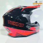 کلاه کاسکت کراسی مشکی قرمز براق تکنو TEKNO - نمای روبه‌رو