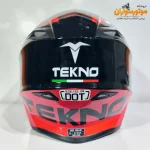 کلاه کاسکت کراسی مشکی قرمز براق تکنو TEKNO - نمای کناری