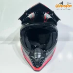 کلاه کاسکت کراسی مشکی قرمز براق تکنو TEKNO - نمای نزدیک