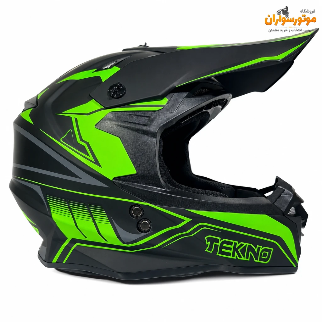 کلاه کاسکت کراسی مشکی سبز مات TEKNO تکنو | نمای اصلی کلاه کاسکت کراسی مشکی سبز مات TEKNO تکنو - نمای اصلی