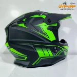 کلاه کاسکت کراسی مشکی سبز مات TEKNO تکنو - نمای روبه‌رو