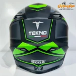 کلاه کاسکت کراسی مشکی سبز مات TEKNO تکنو - نمای کناری
