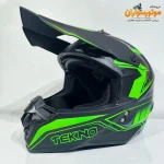 کلاه کاسکت کراسی مشکی سبز مات TEKNO تکنو - نمای نزدیک
