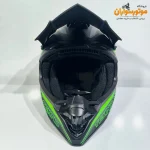 کلاه کاسکت کراسی مشکی سبز مات TEKNO تکنو - نمای زاویه‌دار