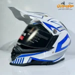 کلاه کاسکت اندرویی و ادونچر سفید طرح دار برند ibk - نمای نزدیک
