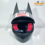 کلاه کاسکت بتمن وارداتی مشکی مات HNJ - نمای زاویه‌دار