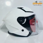 کلاه کاسکت بدون فک سفید براق برند ردلاین Redline 965 - نمای روبه‌رو
