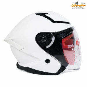 کلاه کاسکت بدون فک سفید براق برند ردلاین Redline 965 - نمای اصلی