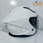 کلاه کاسکت بدون فک سفید براق برند ردلاین Redline 965 - نمای کناری
