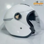 کلاه کاسکت بدون فک سفید عینک‌دار تکنیک تکنیک TECHNIC - نمای روبه‌رو