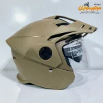 کلاه کاسکت بدون فک خاکی Steelbird - نمای روبه‌رو