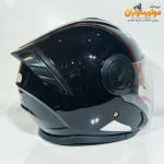کلاه کاسکت بدون فک وارداتی عینک دار برند RNJ مشکی - نمای کناری