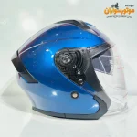 کلاه کاسکت عینک‌دار آبی سرمه‌ای براق تکنیک TECHNIC - نمای روبه‌رو