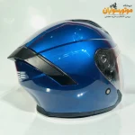 کلاه کاسکت عینک‌دار آبی سرمه‌ای براق تکنیک TECHNIC - نمای کناری