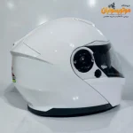 کلاه کاسکت راپیدو فک متحرک سفید با عینک - نمای کناری