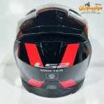 کلاه کاسکت LS2 مشکی قرمز با فک جداشونده - نمای پشت