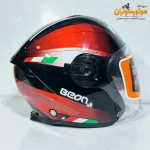 کلاه کاسکت بدون فک بئون مشکی قرمز براق BEON - نمای کناری