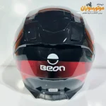 کلاه کاسکت بدون فک بئون مشکی قرمز براق BEON - نمای پشت
