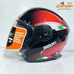 کلاه کاسکت بدون فک بئون مشکی قرمز براق BEON - نمای نزدیک