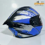 کلاه کاسکت MA2 آبی طوسی فک متحرک عینک‌دار - نمای کناری