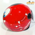 کلاه کاسکت کودک Steelbird قرمز گرافیکی با شیلد - نمای کناری