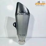 اگزوز موتورسیکلت قهرمانی اصلی سرکربن رنگ سیلور - نمای زاویه‌دار