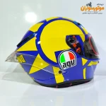 کلاه کاسکت فک ثابت وارداتی AGV طرح آبی و زرد - نمای روبه‌رو