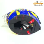 کلاه کاسکت فک ثابت وارداتی AGV طرح آبی و زرد - جزئیات ظاهری